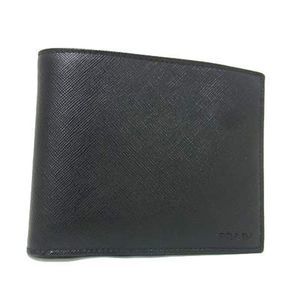 PRADA Saffiano Wallet - Black Leather Men's Bifold